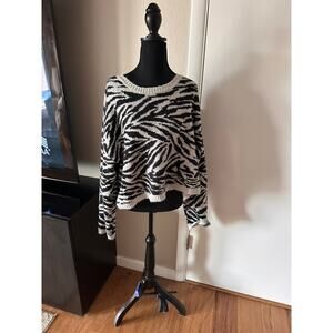 Lee Y2K Zebra Print Knit oversized Cozy Crewneck Sweater Late 1990s Early 2000s